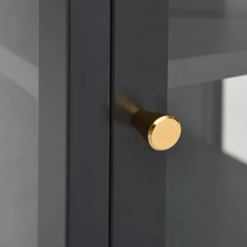  antracitszürke acél és üveg tálalószekrény 38 x 35 x 70 cm