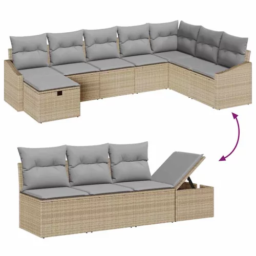  Kanapé Szett párnával 8 pcs polirattan