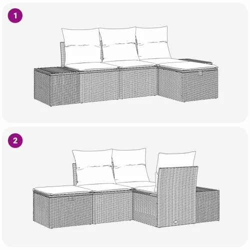  Kanapé Szett párnával 4 pcs polirattan
