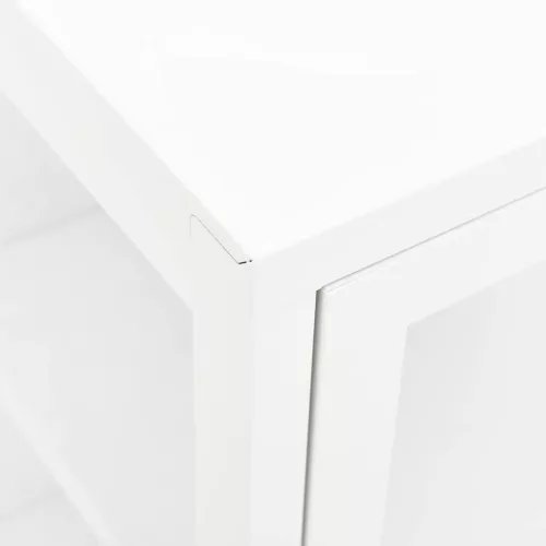  fehér acél és üveg tálalószekrény 105 x 35 x 70 cm