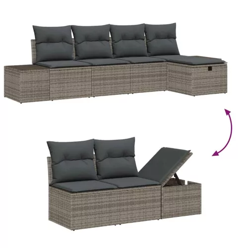  Kanapé Szett párnával 5 pcs polirattan