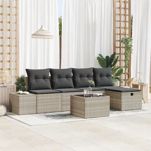  Kanapé Szett párnával 6 pcs polirattan