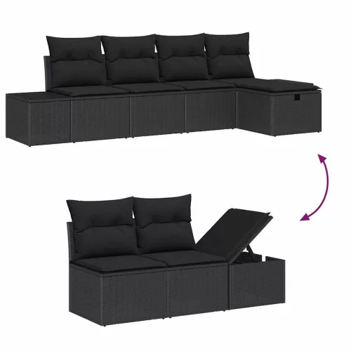  Kanapé Szett párnával 5 pcs polirattan