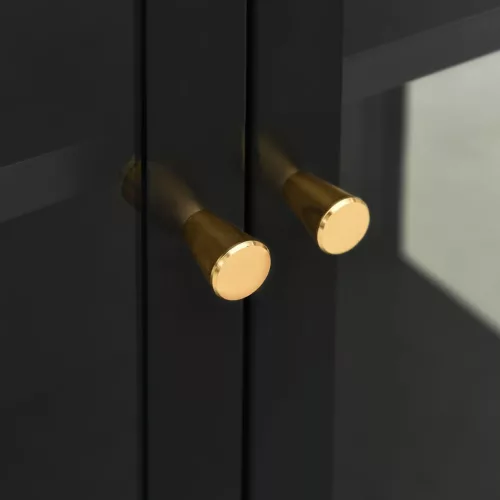  fekete acél és üveg tálalószekrény 75 x 35 x 105 cm