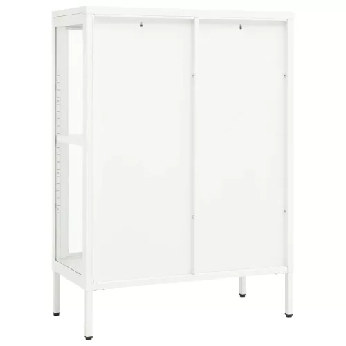  fehér acél és üveg tálalószekrény 75 x 35 x 105 cm