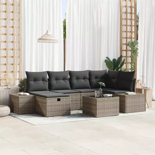  Kanapé Szett párnával 7 pcs polirattan