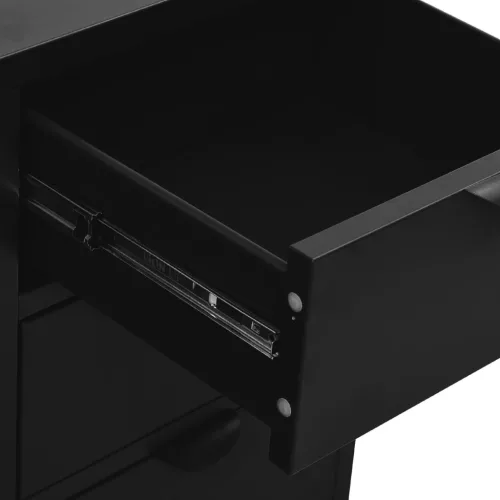  fekete acél és edzett üveg tálalószekrény 75 x 35 x 70 cm