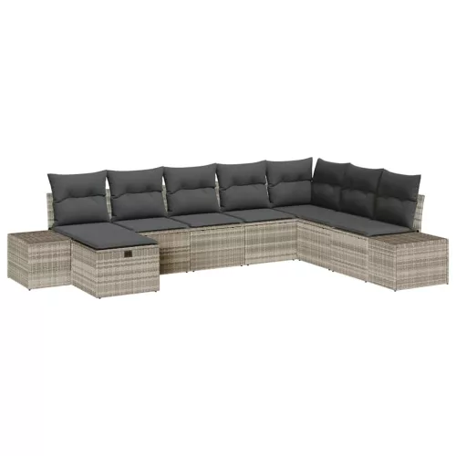  Kerti Kanapé Szett párnával 8 pcs Világosszürke Poli rattan