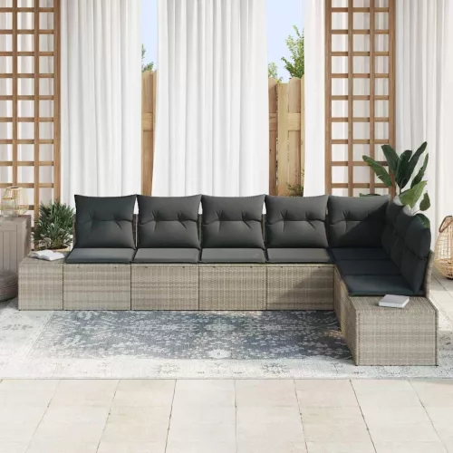  Kerti Kanapé Szett párnával 8 pcs Világosszürke Poli rattan