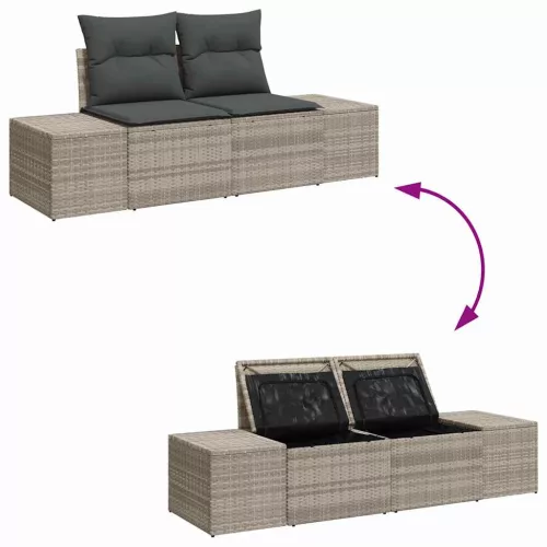  Kerti Kanapé Szett párnával 8 pcs Világosszürke Poli rattan
