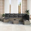  Kerti Kanapé Szett párnával 9 pcs Szürke Poli rattan