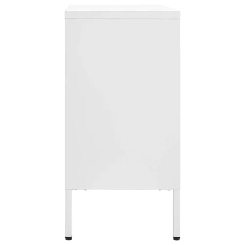  fehér acél és edzett üveg tálalószekrény 105 x 35 x 70 cm