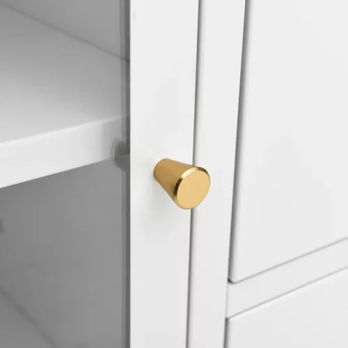  fehér acél és edzett üveg tálalószekrény 105 x 35 x 70 cm