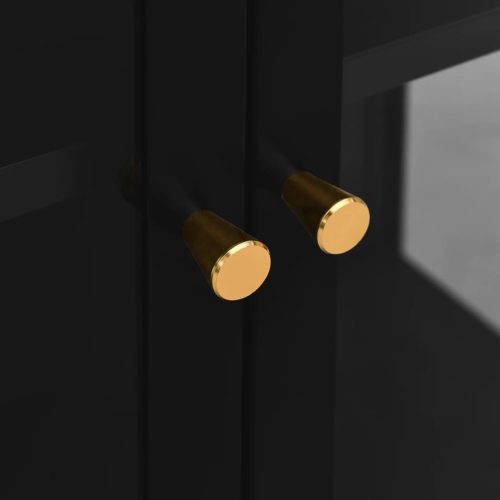  fekete acél és edzett üveg vitrin 90 x 40 x 180 cm