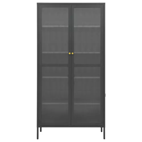  antracitszürke acél és edzett üveg vitrin 90 x 40 x 180 cm