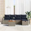  Kerti Kanapé Szett párnával tárolóval 6 pcs Szürke Poli rattan