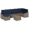  Kerti Kanapé Szett párnával tárolóval 8 pcs Szürke Poli rattan