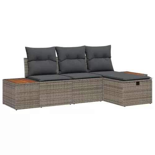  Kerti Kanapé Szett párnával tárolóval 4 pcs Szürke polirattan