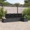  Kerti Kanapé Szett párnával 5 pcs Fekete Poli rattan