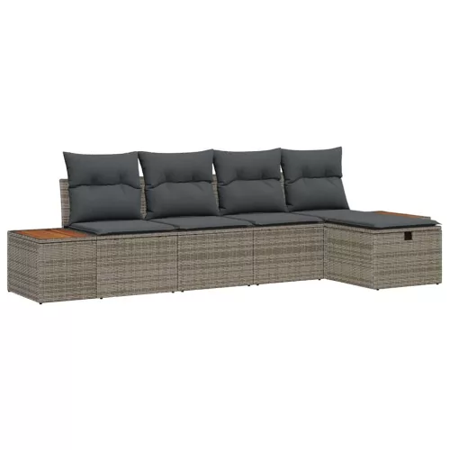  Kerti Kanapé Szett párnával 5 pcs Szürke Poli rattan
