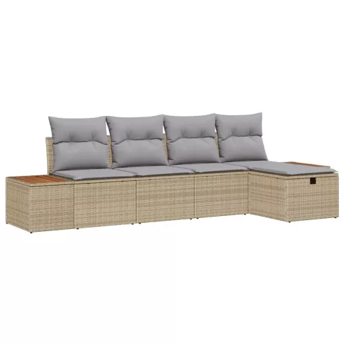  Kerti Kanapé Szett párnával 5 pcs Bézs Poli rattan