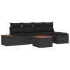  Kerti Kanapé Szett párnával 6 pcs Fekete Poli rattan