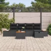  Kerti Kanapé Szett párnával 6 pcs Fekete Poli rattan