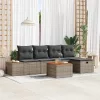  Kerti Kanapé Szett párnával 6 pcs Szürke Poli rattan