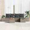  Kerti Kanapé Szett párnával 6 pcs Szürke Poli rattan
