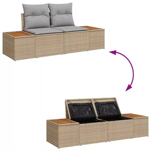  Kerti Kanapé Szett párnával 6 pcs Bézs Poli rattan
