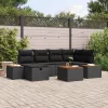  Kerti Kanapé Szett 7 pcs Fekete 55 x 62 x 69 cm Poli rattan