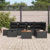  Kerti Kanapé Szett 7 pcs Fekete 55 x 62 x 69 cm Poli rattan