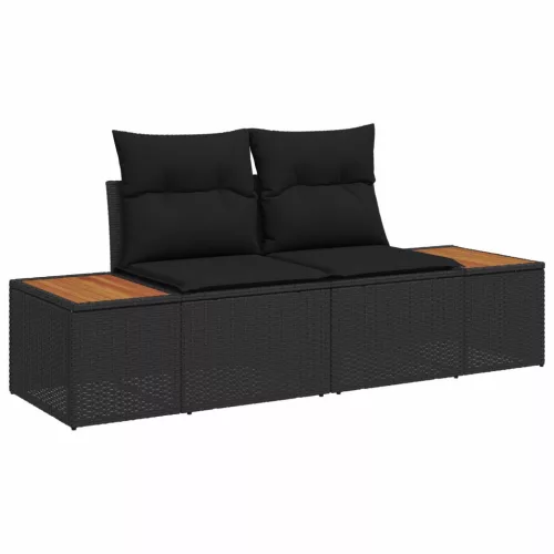  Kerti Kanapé Szett 7 pcs Fekete 55 x 62 x 69 cm Poli rattan