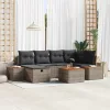  Kerti Kanapé Szett 7 pcs Szürke 55 x 62 x 69 cm Poli rattan