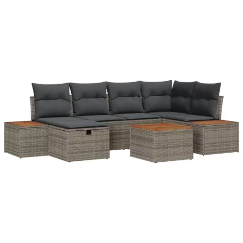  Kerti Kanapé Szett 7 pcs Szürke 55 x 62 x 69 cm Poli rattan