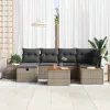  Kerti Kanapé Szett 7 pcs Szürke 55 x 62 x 69 cm Poli rattan