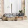  Kerti Kanapé Szett 7 pcs Bézs 55 x 62 x 69 cm Poli rattan