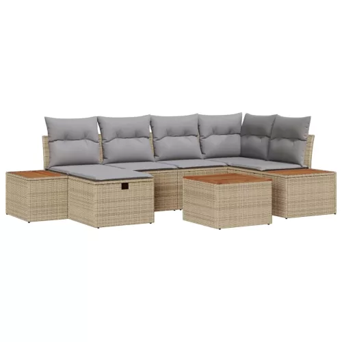  Kerti Kanapé Szett 7 pcs Bézs 55 x 62 x 69 cm Poli rattan