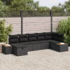  Kerti Kanapé Szett párnával 7 pcs Fekete Poli rattan