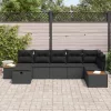  Kerti Kanapé Szett párnával 7 pcs Fekete Poli rattan