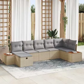  Kerti Kanapé Szett párnával 7 pcs Bézs Poli rattan
