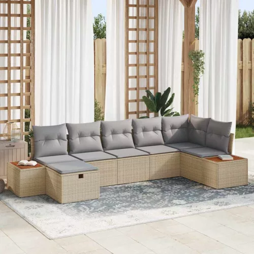  Kerti Kanapé Szett párnával 7 pcs Bézs Poli rattan