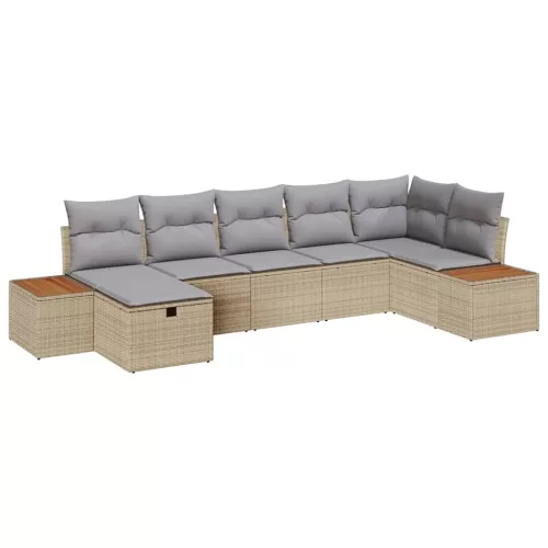  Kerti Kanapé Szett párnával 7 pcs Bézs Poli rattan