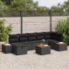  Kerti Kanapé Szett párnával 8 pcs Fekete Poli rattan