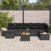  Kerti Kanapé Szett párnával 8 pcs Fekete Poli rattan