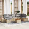  Kerti Kanapé Szett párnával 8 pcs Bézs Poli rattan