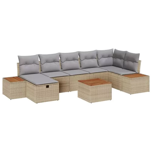  Kerti Kanapé Szett párnával 8 pcs Bézs Poli rattan