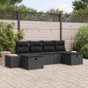  Kerti Kanapé Szett 6 pcs Fekete 55 x 62 x 69 cm Poli rattan