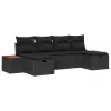  Kerti Kanapé Szett 6 pcs Fekete 55 x 62 x 69 cm Poli rattan