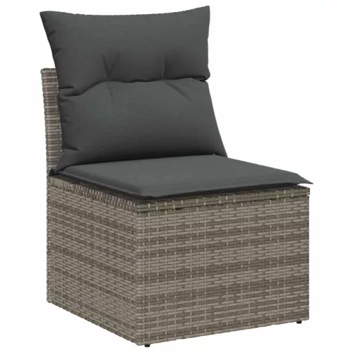  Kerti Kanapé Szett párnával 9 pcs Szürke Poli rattan